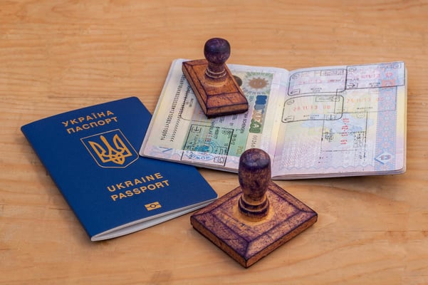 Passports with visas and stamps